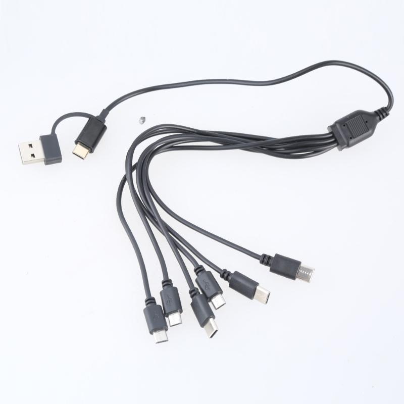 Multi Charging Cable 6Port USB Charging Cord with Type C and USB Connectors for Electronics 150cm/50cm Length