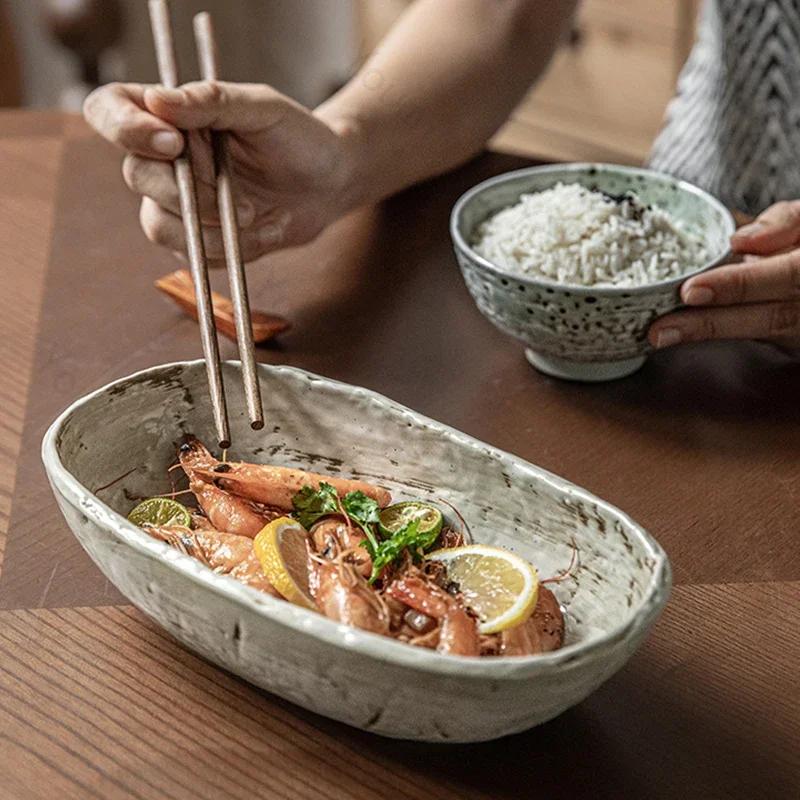 Retro nepravidelné keramické talíře Luxusní restaurace Dezert Salátové mísy Lahodná jídla Jídelní talíř Vynikající domácí nádobí