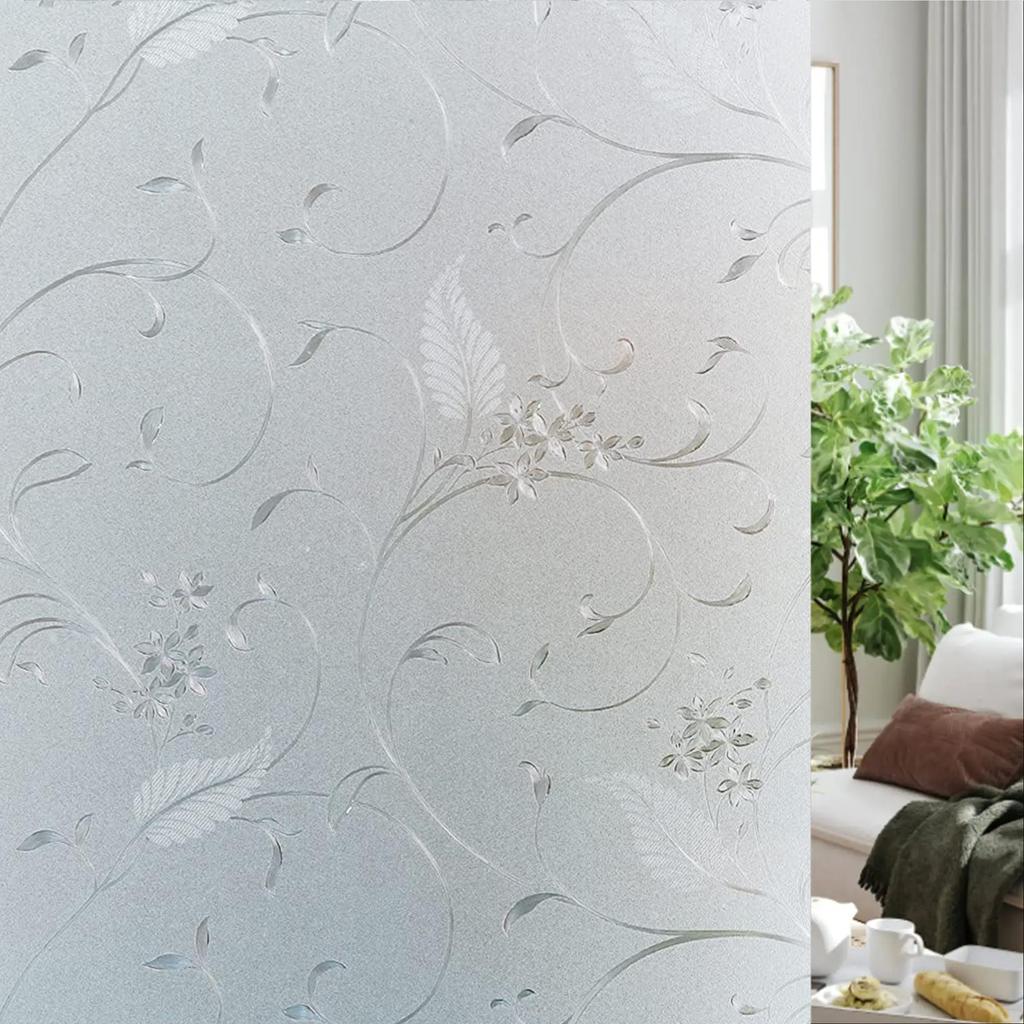 Wide 75/90 Cm Stained Glass Privacy Window Film, Frosted Solar Protection Window Decals, Matte Anti UV Window Tint