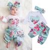 3Pcs Baby Girl Clothes Set Newborn Toddler Girls Clothing Heart Print Long Sleeve Bodysuit +Pants+Headband Outfit Suit
