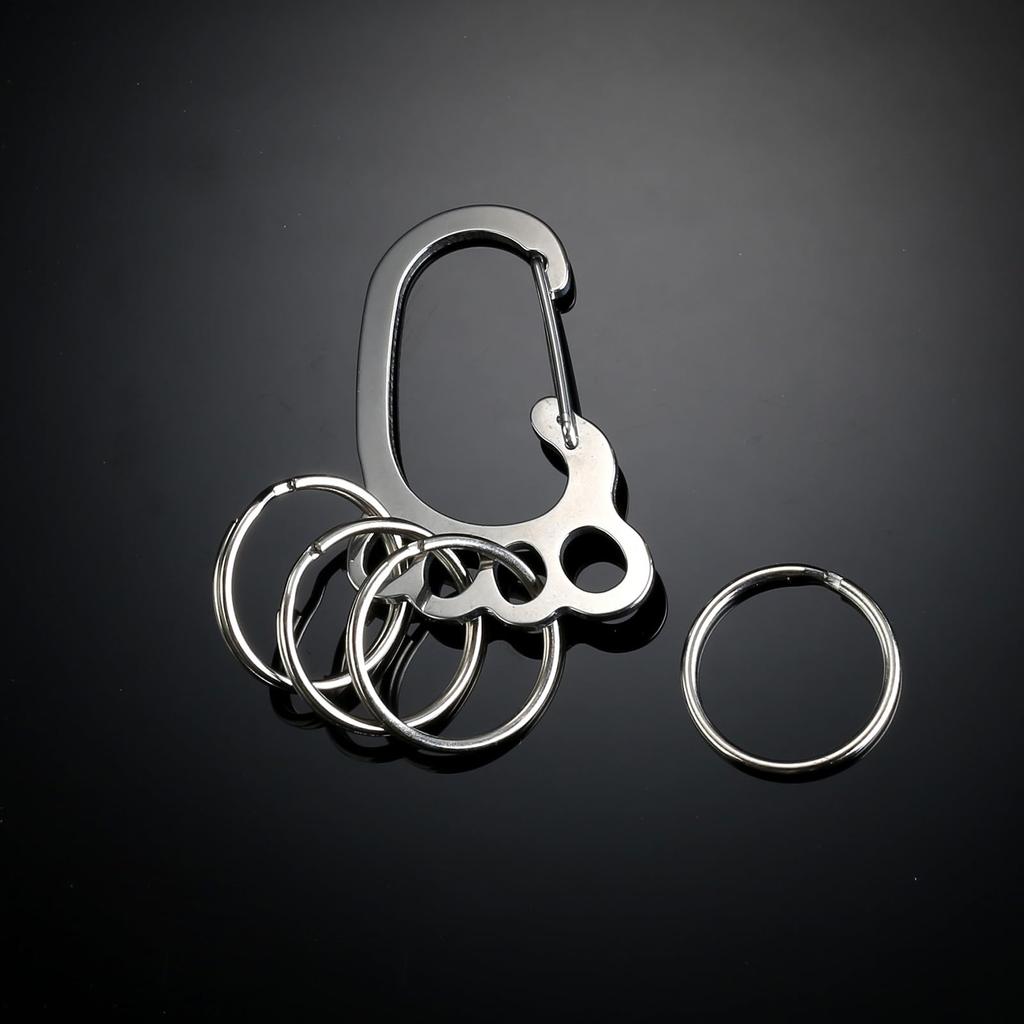 Stainless Steel Key Chain, Keychain Quick Release, Stainless Steel Keychain Carabiner with Multiple Rings