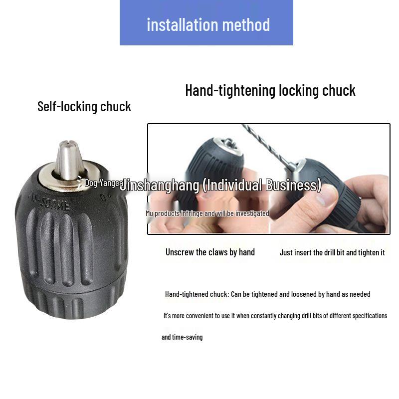 Hand Drill Self-Locking Chuck 0.8-10mm - Hand-Tight Drill Accessories Power Tool