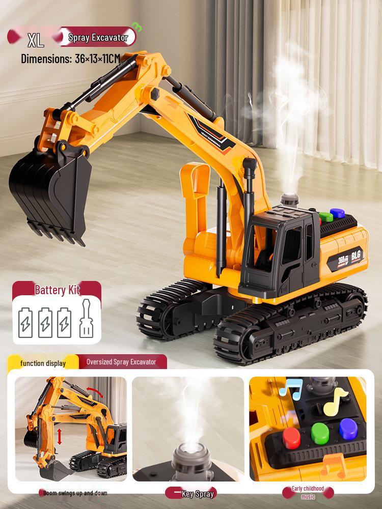 Oversized Toy Excavator Truck for Boys – Digger Dump and Transport Engineering Vehicle with Crane Shovel