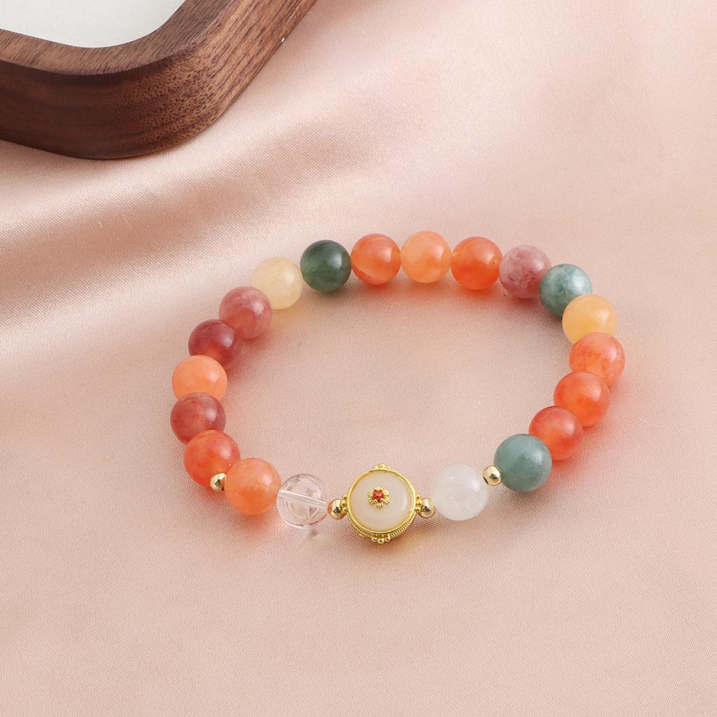 Natural stone bracelet Fulushou safety buckle bracelet dopamine Xiaohongshu live stream explosion