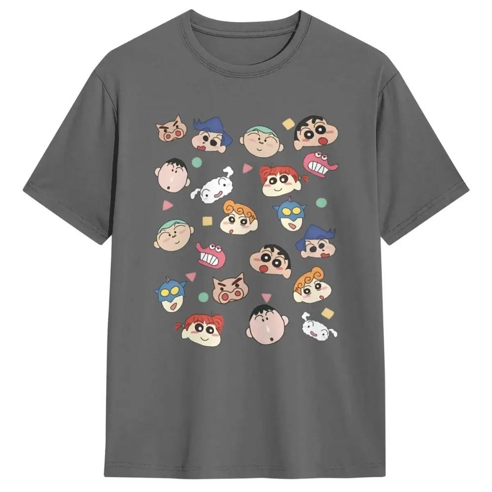 School Friends Crayon Shin Chan T-Shirt Summer Y2K Retro T Shirts 100 Cotton Tshirt For Mens Short Sleeves Clothing