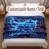 Wolf Theme Soft Blanket Personalized Custom Name Text Print Warm Blanket Home Sofa Bedroom Decor