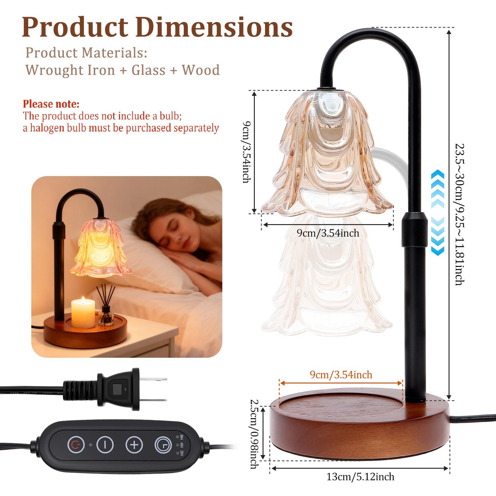 

Aromatherapy Lamp Flameless Electric Candle Warmer Light Base Height Adjustable Aroma Wax Warmer Lamp (No Bulb) for Home Office