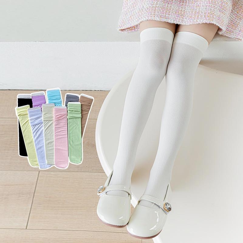 

Summer Sweet Kids Tight For Girls Solid Color Lace Bow Pantyhose For Children Cute Hollow Thin Breathable Legging Stocking Sock S фіолетовий