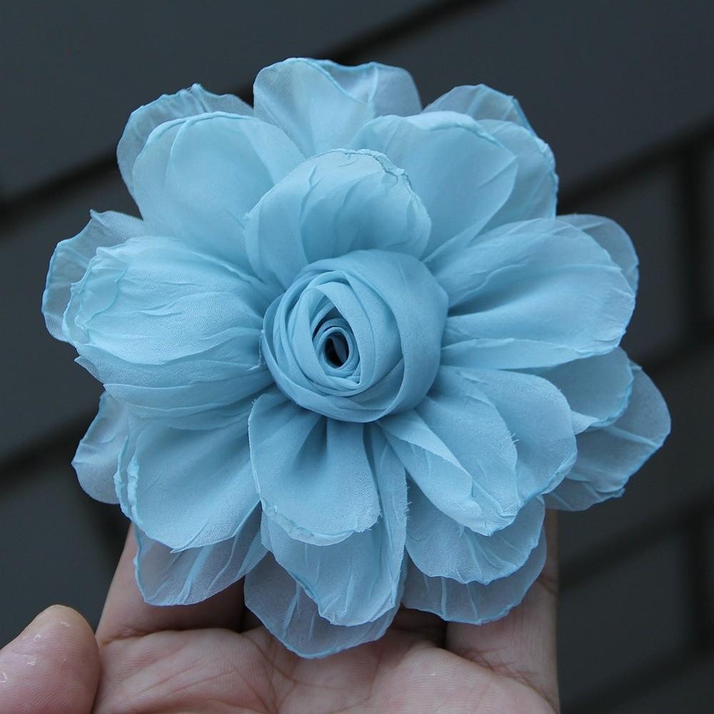5 Stück DIY Seidenrosen Blütenkopf 3D Gebranntes Stoff Haarschmuck Für Brosche Anzug Jacke Reversnadel