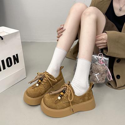 2025 Fashion Versatile Platform Single Shoes Women's New Casual Trendy Shoes Loafers Women's Comfortable Spring and Autumn Beaded Single Shoes