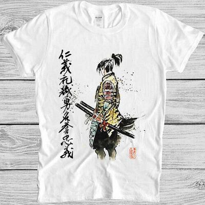 Samurai Japanische Kalligraphie Schwert Manga Kunst Meme Unisex Geschenk T-Shirt M1050