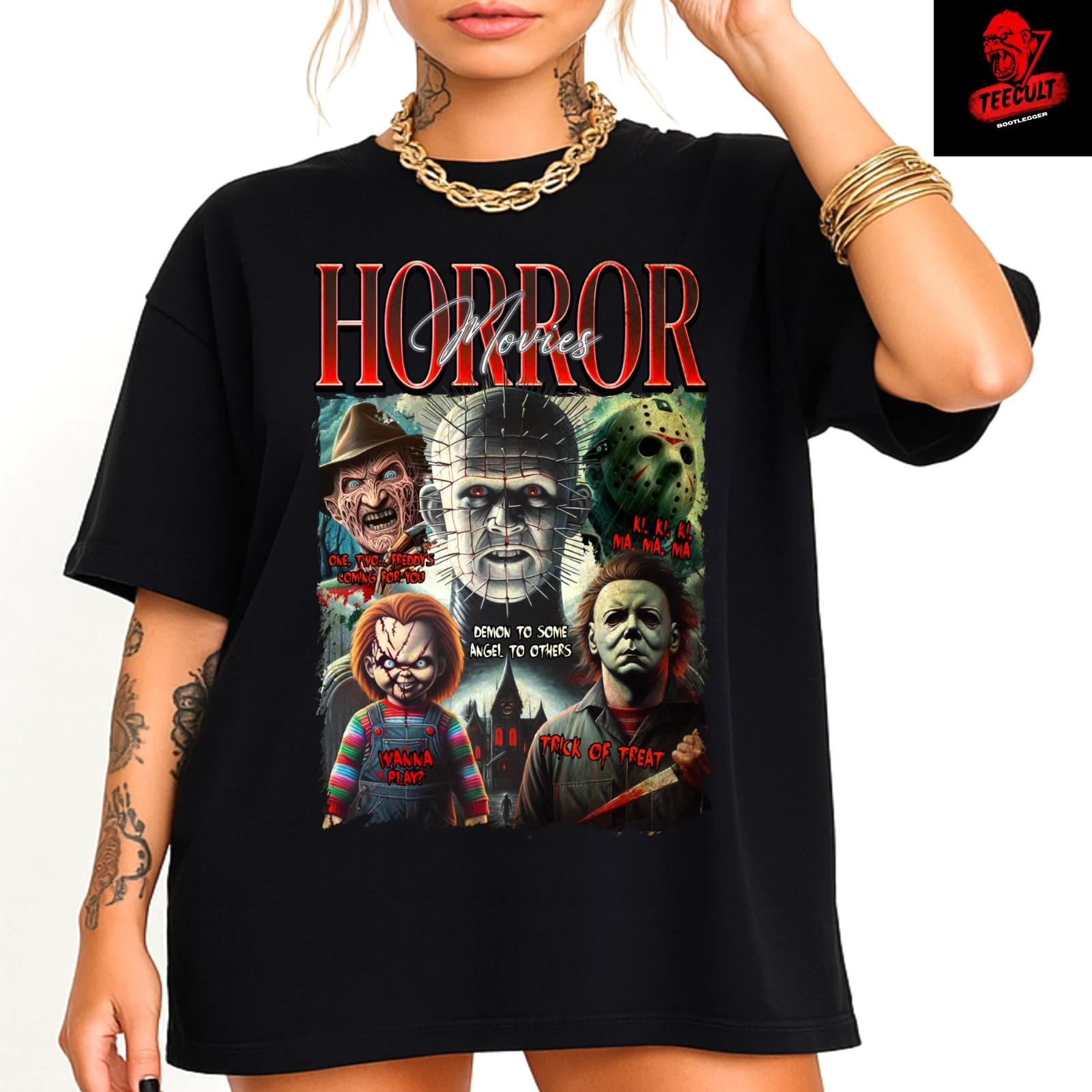 Men s and Women s T-shirts Pinhead Retro Horror Movies Halloween Unisex Heavy Cotton XXXL