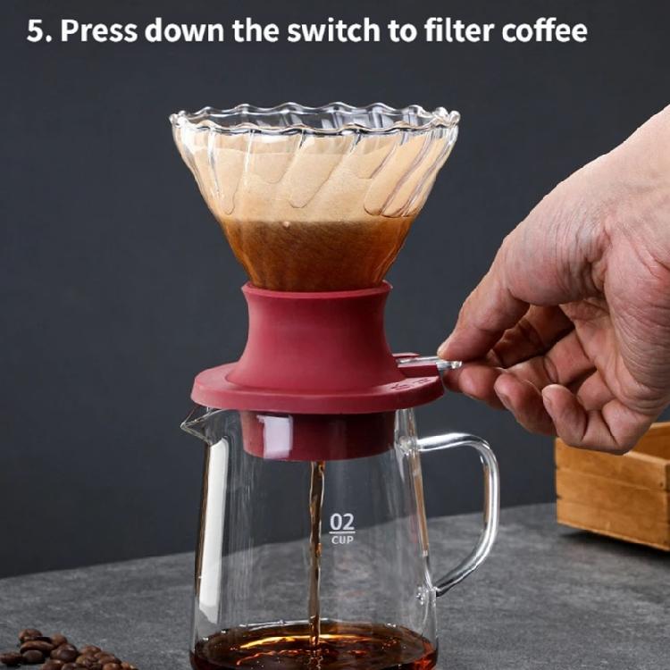 Decorative Waved Glass Coffee Filter Including Silicone Base Professional Stable Coffee Dripper for Home Use