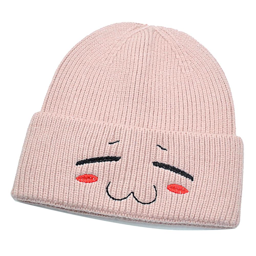 High Quality Trendy Winter Warm Black Elastic Skull Cap Custom Logo Embroidery Knitted Gorras Unisex Beanies 100% Cotton розовый