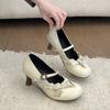 Frühling Niedlich Hoher Absatz Damen Mary Jane Schuhe Mode Schmetterlingsknoten Riemchenschuhe Damen Designer Luxus Abend Pumps