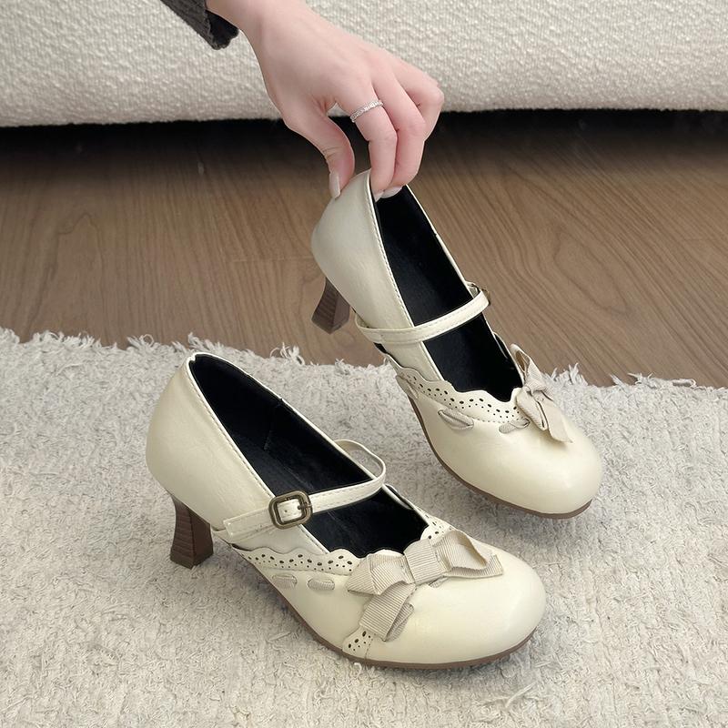 Frühling Niedlich Hoher Absatz Damen Mary Jane Schuhe Mode Schmetterlingsknoten Riemchenschuhe Damen Designer Luxus Abend Pumps