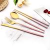 4Pcs Mirror Stainless Steel Tableware Gold Portable Dinnerware Knife Fork Spoon 304 Chopsticks Cutlery Set Western Flatware Set