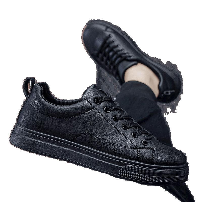 Men's shoes summer new breathable little white shoes platform black board shoes versatile work waterproof and non-slip pure black shoes men