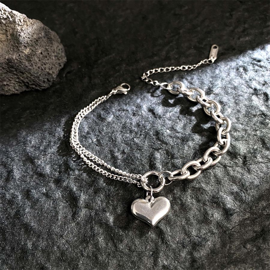 Europäischer & Amerikanischer Hip-Hop Stil Doppel-Lagen Titanarmband mit Römischen Ziffern & Kleeblatt-Anhänger