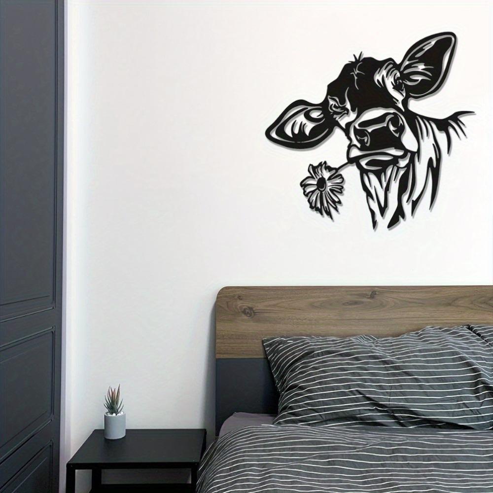 Black Metal Cow Wall Decor Rustic Kitchen Cafe Farmhouse Hanging Art