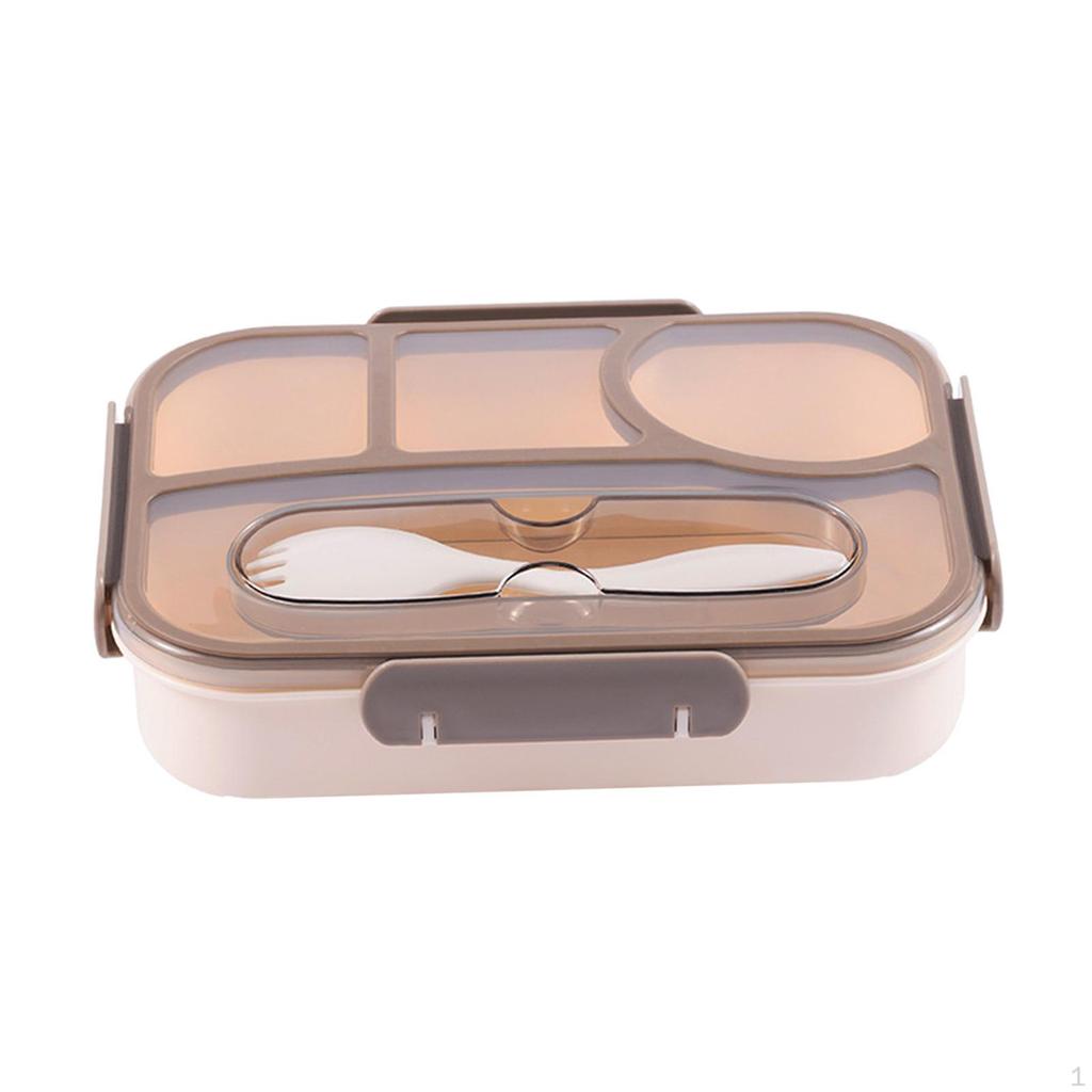 Bento Lunch Box Cookware Smooth Edge Case for Kitchen Traveling Office Grey