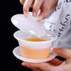 Tianquan White Jade Porcelain Gaiwan Fat White Glass Tea Tureen Large Tea Making Bowl Chinese Kungfu Gaiwan Tea Set