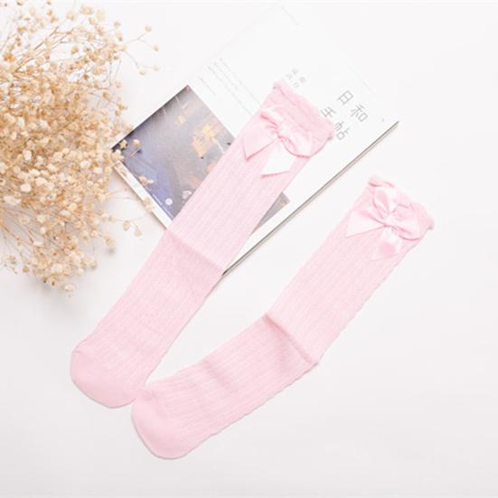 32cm Kids Girls Lace Bowknot Knee High Knee Long Soft Cotton Socks Stockings