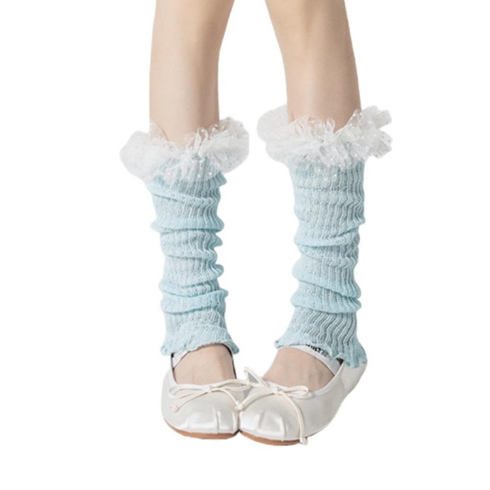 Cotton Knee High Ruffle Socks Candy Color Open Toe Socks All Match Sweet Leg Warmer  Summer