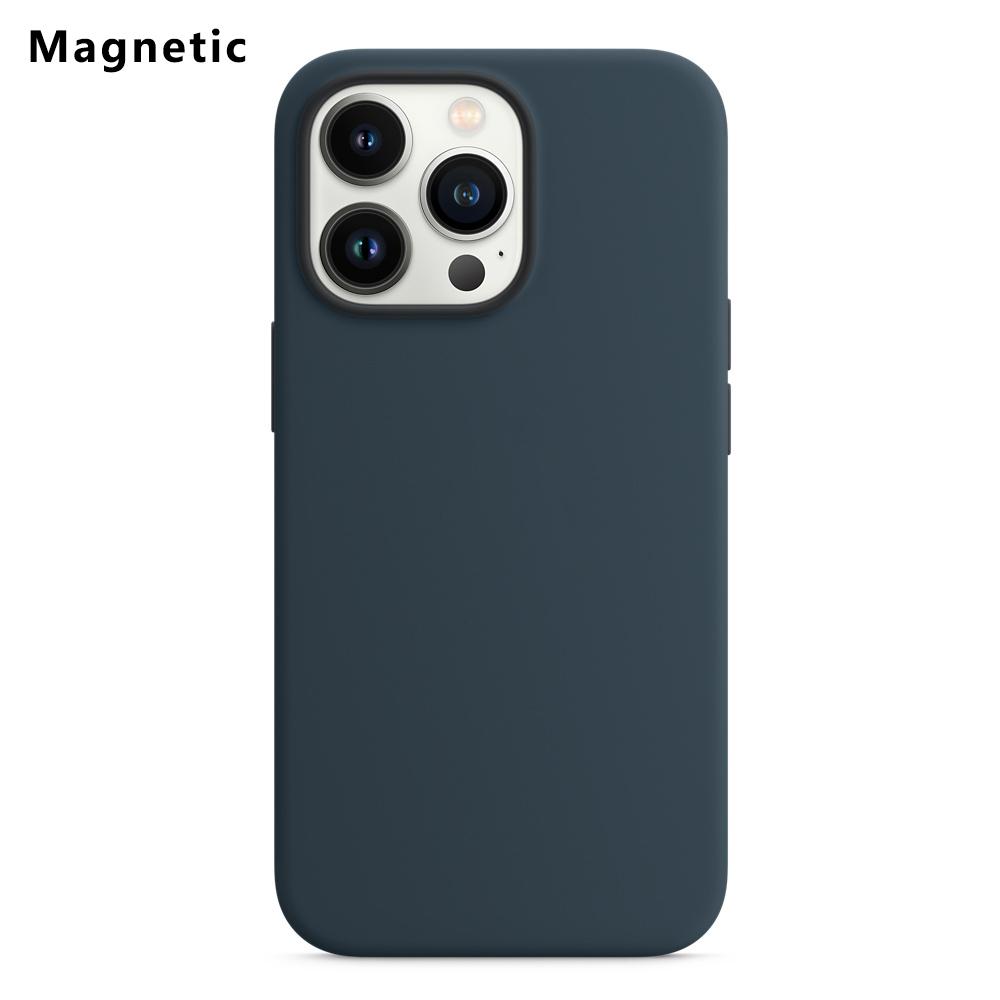 

Для iPhone 13 Pro Max Совместимый с MagSafe Жидкий силиконовый чехол для задней панели телефона (Нет логотипа) Dark Blue