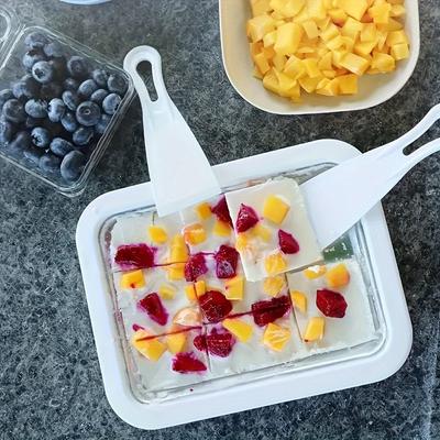 Stainless Steel Ice Cream Maker, Manual Fried Ice Machine, DIY Frozen Yogurt & Ice Cream Tray, Family Use, No Electricity Needed