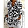 Damen Hemden Hemd Patchwork Knopf Druck Grafik Geometrisch Karriert Vintage Tropisch Alltag Langarm V-Ausschnitt Hemdkragen Langes Oberteil.