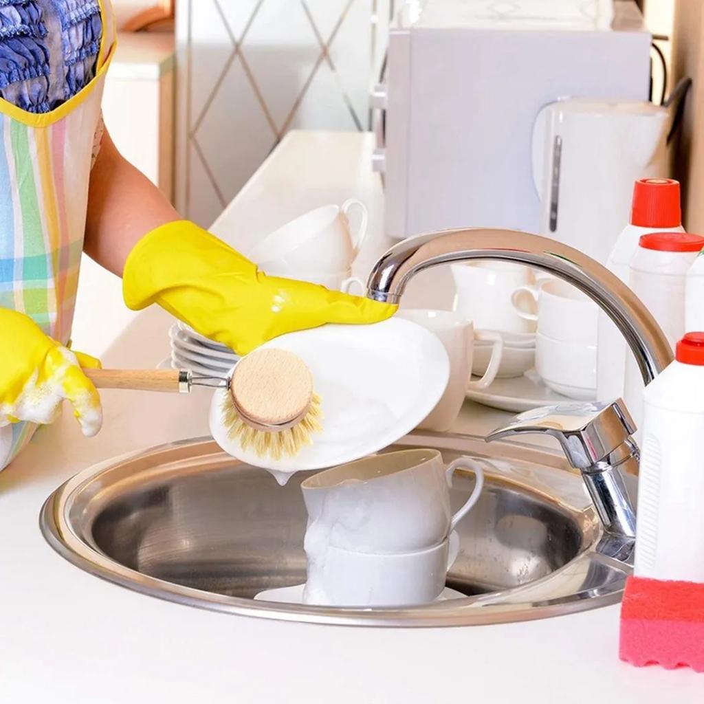 Sisalové masivní dřevěné kreativní kartáč na hrnce s dlouhou rukojetí, kuchyňský kartáč na čištění dřevěných nádobí s dlouhou rukojetí, kartáč na drhnutí nádobí