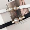 New Elegant Vintage Pearl Waist Chain Belts for Women Korean Style Sweater Jacket Hooks Elastic Slim Fit Leather Belt
