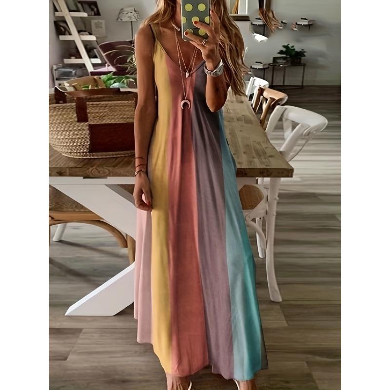 QICED Fashion Summer Spring Sleeveless V-Neck Casual Dresses Unique Design