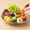 Plastic Fruit Bowl with Gold Trim, Clear Fruit Basket, Modern Decorative Serving Bowl for Kitchen Counter, Dining Room, Coffee Table