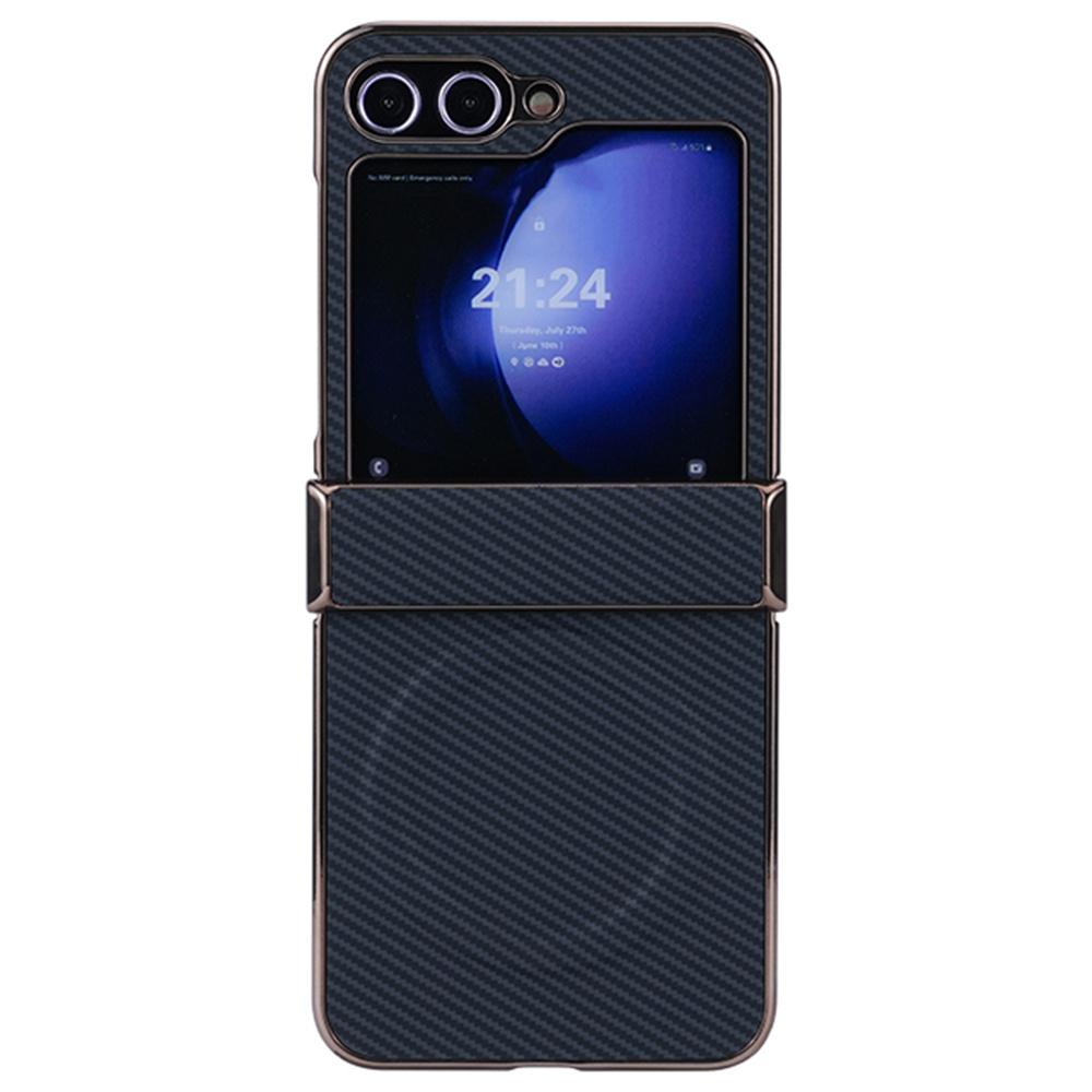 

For Samsung Galaxy Z Flip7 FE 5G/Z Flip6 5G Magnetic Case Hinge Protection Carbon Fiber Texture Leather+PC Phone Cover A