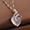 Korean Style Rose Gold Heart Necklace with Natural Rose Quartz Pendant - Women's Pink Crystal Clavicle Chain