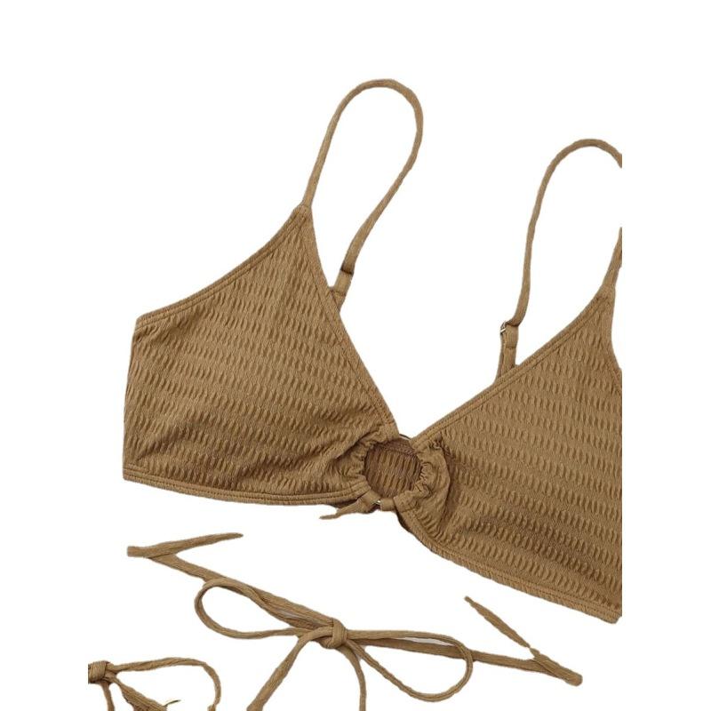 Costume da bagno da donna, bikini sexy, costume da bagno in pizzo tinta unita