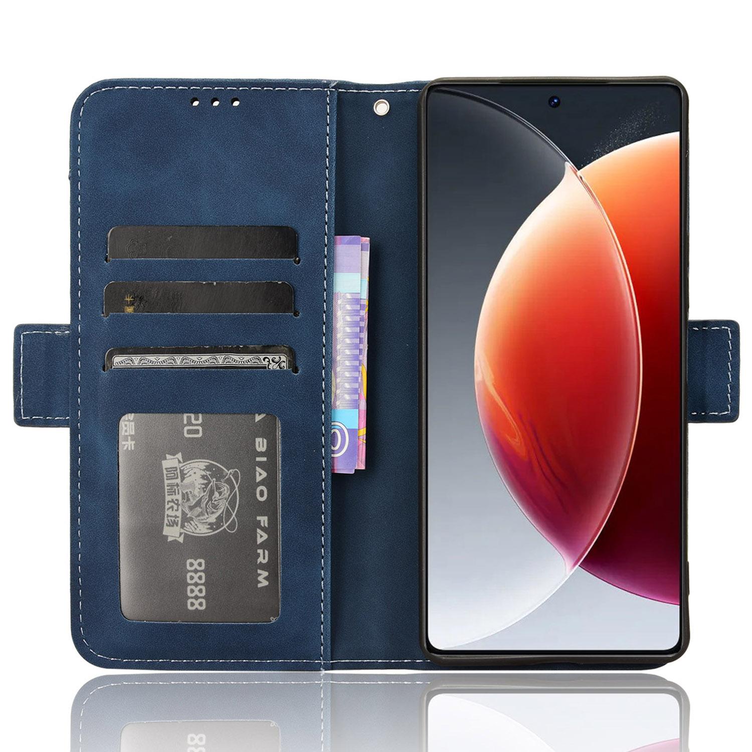 

For TECNO Camon 30 Pro 5G CL8 Case Multiple Card Slots Leather Wallet Phone Cover Blue