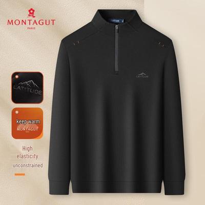 MONTAGUT Men's Air Layer Warm Stand Collar Long Sleeve Casual Top
