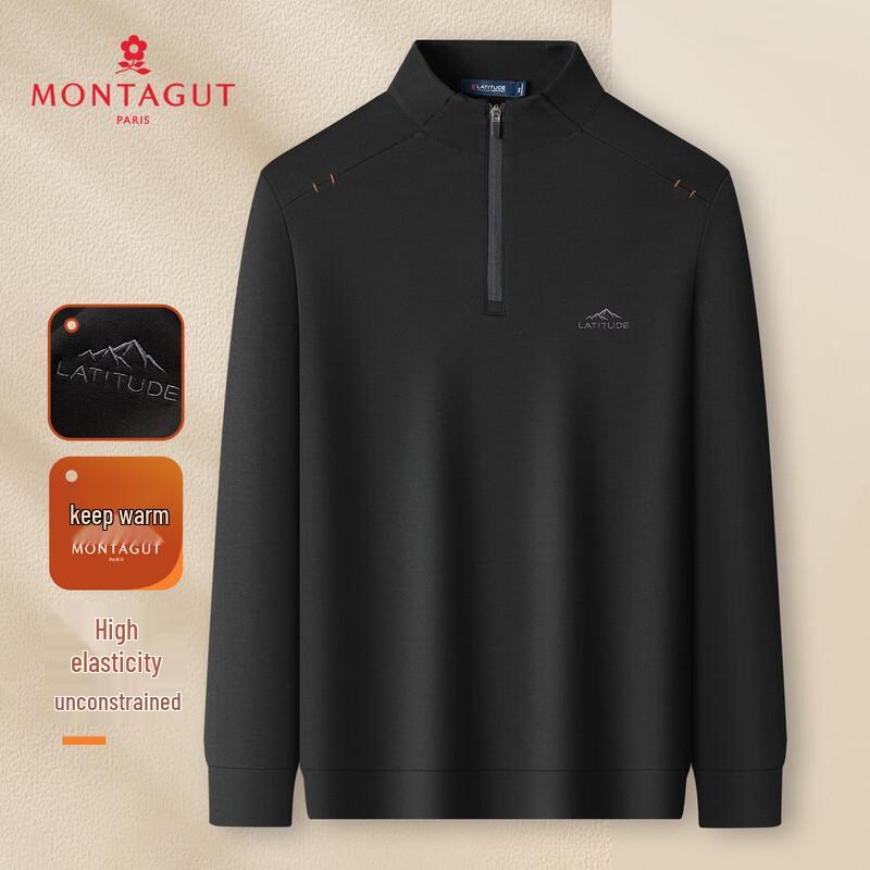 

MONTAGUT Men s Air Layer Warm Stand Collar Long Sleeve Casual Top XL