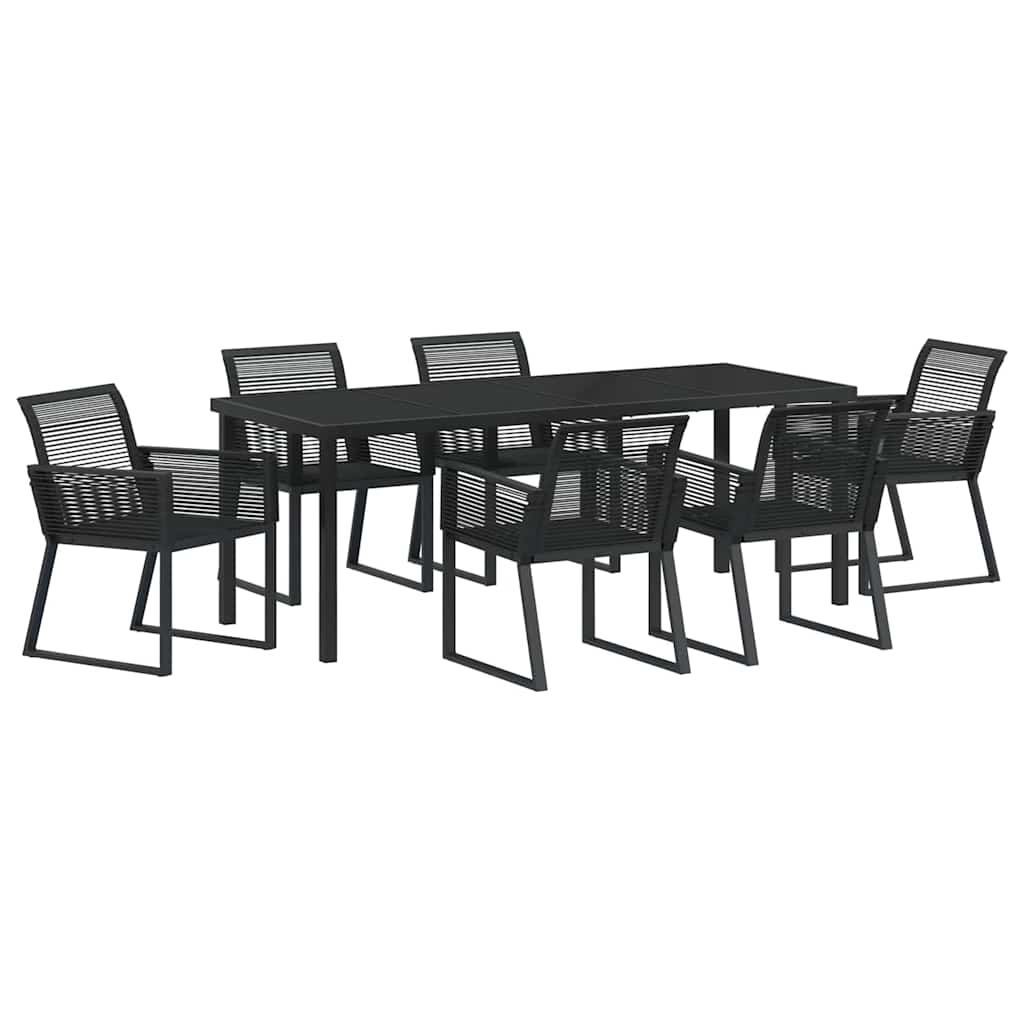 Garden Dining Set 7 pcs Black Powder Coated Steel