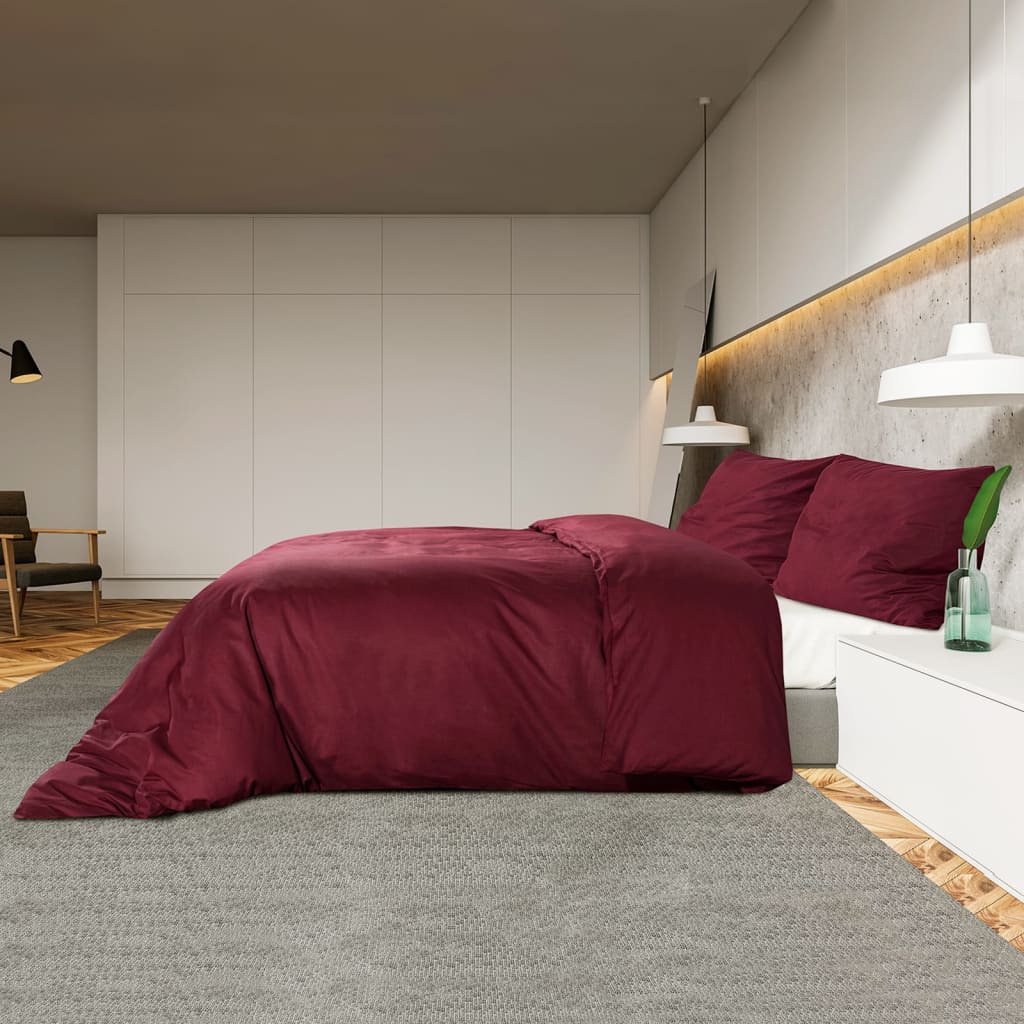 vidaXL Bettwäsche-Set Bordeauxrot 200x200 cm Leichte Mikrofaser