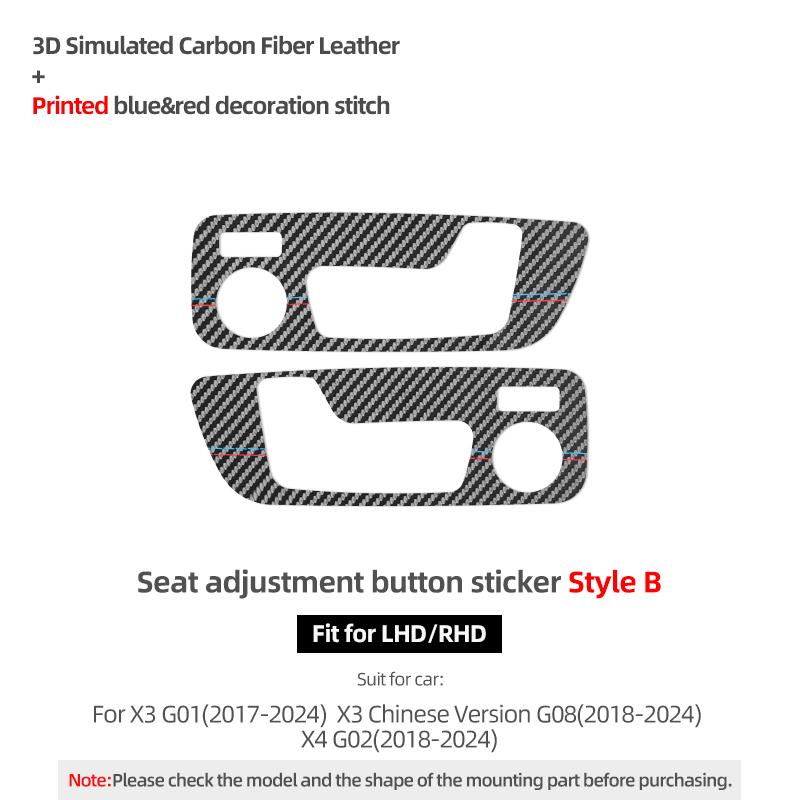 For BMW X3 G01 X4 G02 Made of Alcantara Seat Adjustment Buttons Panel Trim Protect Stickers Car Interior Tuning Accessories