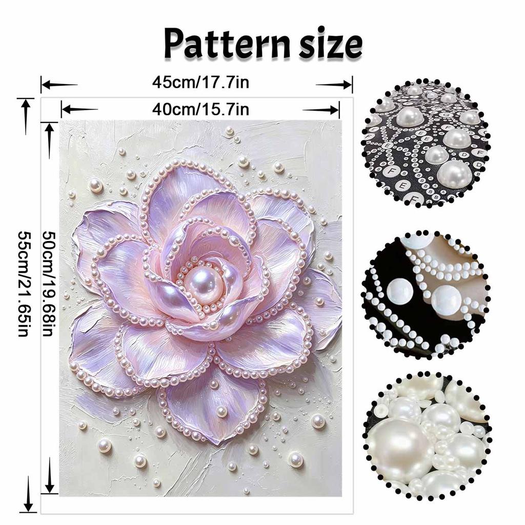 Handmade Framed Pearl Bead Painting Kit Elegant Pastel Camellia Flower 3D Shiny Canvas Art Ready to Display Home Decor Birthday Gift Idea