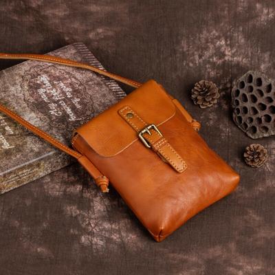 Simple Genuine Leather Small Women Shoulder Bags Natural Soft Cowhide Solid Color Versatile Mobile Phone Crossbody Bag