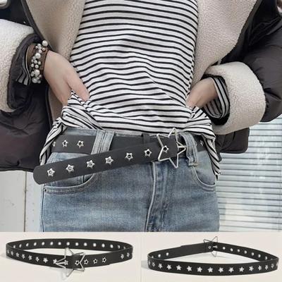 Cintura da Donna Stile Punk Cintura con Motivo Rock Star con Design Regolabile a Fori Vuoti Abiti Jeans Camicie Cintura in Ecopelle