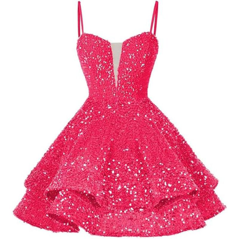 Evening Dress Spring and Autumn New Sequins Short Homecoming Dress Prom Sweet Dress Cocktail Party Dress
