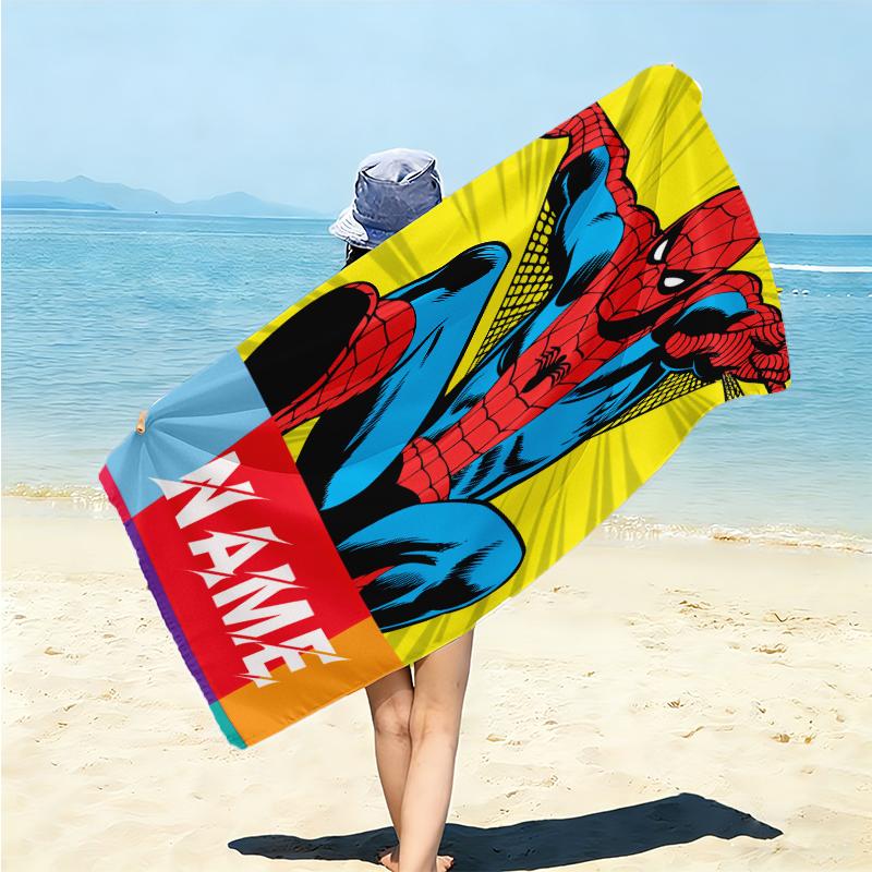 Personalized "Spider-Man Web Theme" Beach Towel Microfiber Beach Towel Thin Absorbent for Beach Swimming Yoga Bath Sports. 091057
