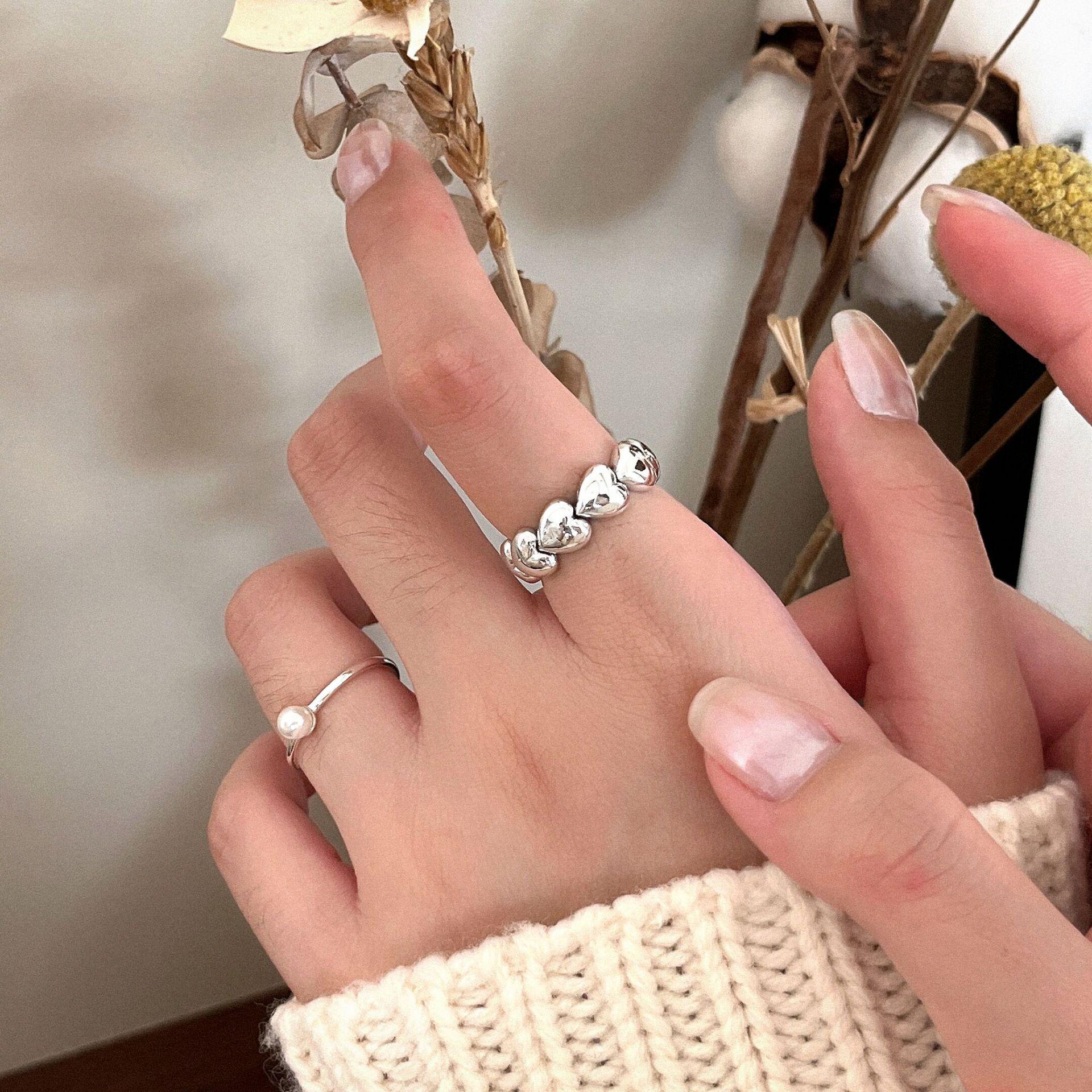 

Yinruitai Women s Pure Silver Heart Design Pearl Pinky Ring Adjustable Open